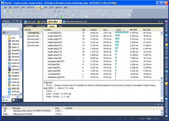 PHP EDITOR Profiler lines